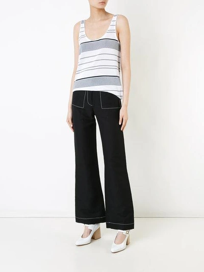 Shop Stella Mccartney Striped Asymmetric Top In White