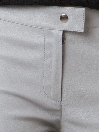 Shop Martha Medeiros Leather Skinny Trousers In Grey