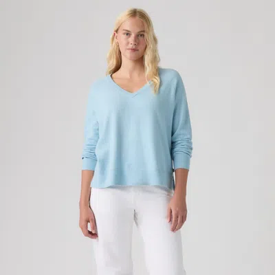 Levi's Supersoft V-neck Pullover Sweater In Blue
