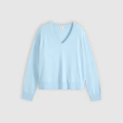Levi's Supersoft V-neck Pullover Sweater In Blue