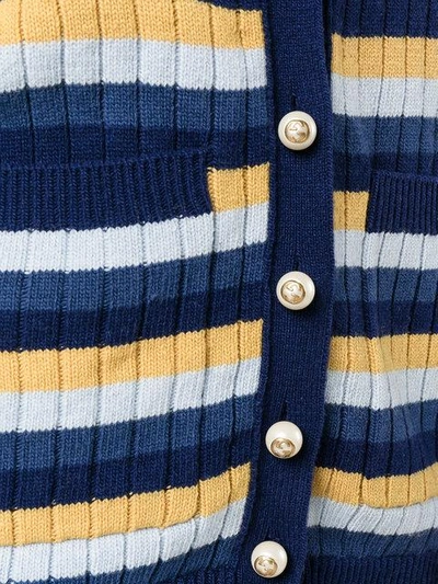 Shop Gucci Stripe Ribbed Cardigan - Blue