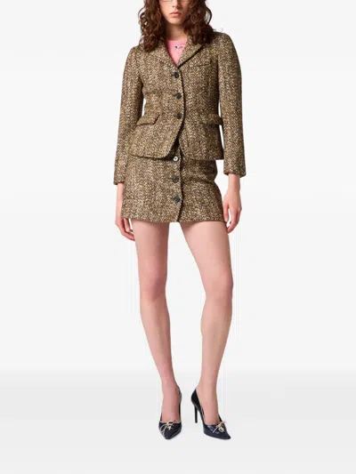 Msgm Button-up Mini Skirt In Brown