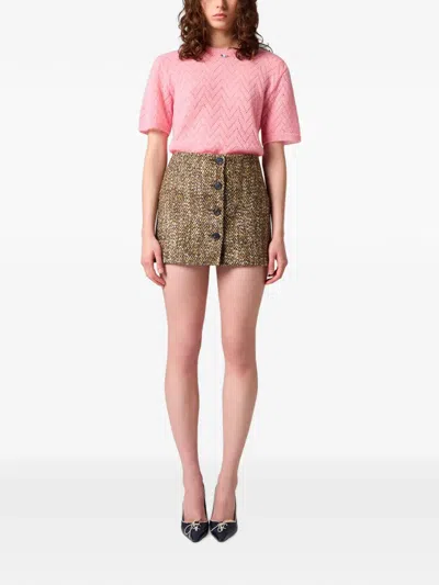 Msgm Button-up Mini Skirt In Brown
