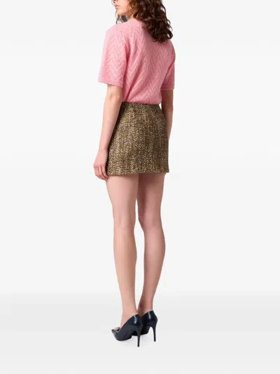 Msgm Button-up Mini Skirt In Brown