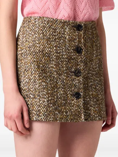 Msgm Button-up Mini Skirt In Brown