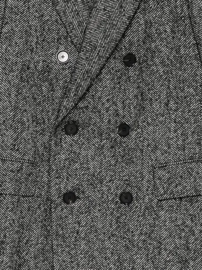 Caruso Herringbone-pattern Double-breasted Coat In Multi