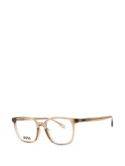 Hugo Boss Rectangle-frame Glasses In Yellow