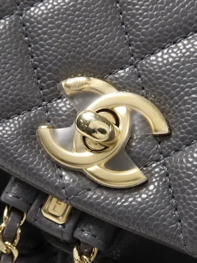 Pre-owned Chanel Mini Duma Cc Turn-lock Backpack In Grey