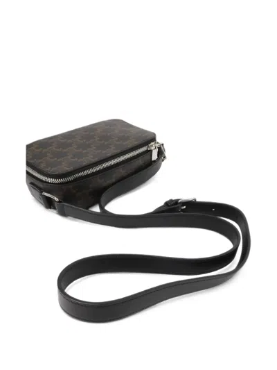 Pre-owned Celine Triomphe Patterned Shoulder Bag In Black