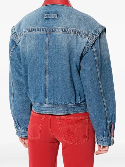 Isabel Marant Devyn Denim Jacket With Leather Collar In Multi