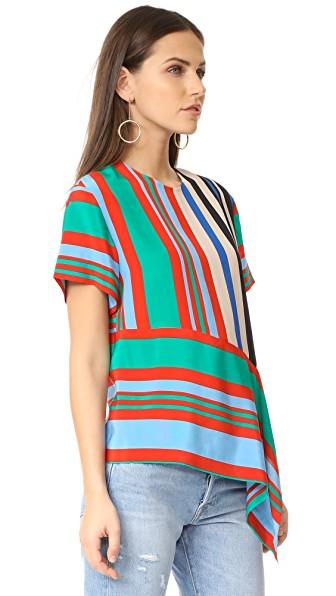 Diane Von Furstenberg Polka-dot Silk Asymmetric T-shirt, Multicolor In ...