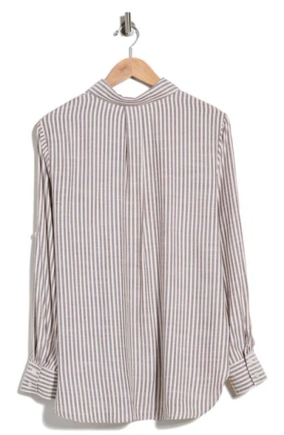 Max Studio Striped Long Sleeve Button Front Shirt In Multi