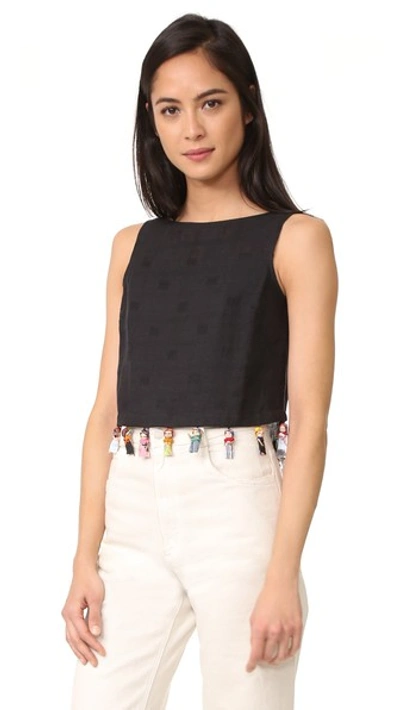 Rachel Antonoff Kishi Worry Dolly Crop Top In Black