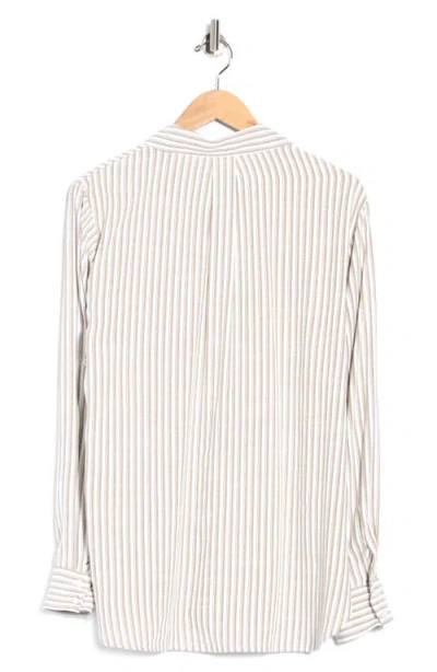 Max Studio Striped Long Sleeve Button Front Shirt In Multi
