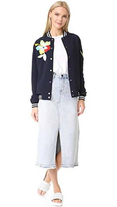 Shop Mira Mikati Embroidered Bomber Jacket In Navy