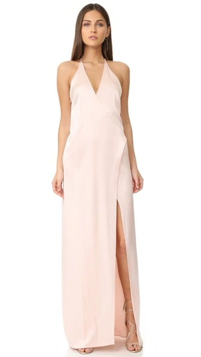 Halston Heritage V Neck Slip Gown With T Back In Primrose