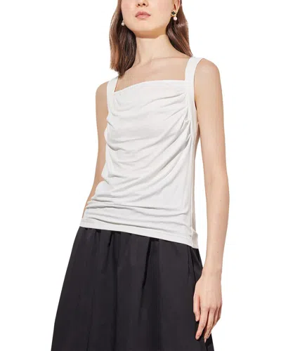 Ming Wang Front Drape Sleeveless Top In White