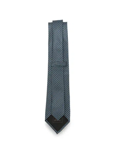 Brioni Geometric-pattern Tie In Blue