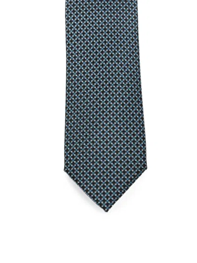 Brioni Geometric-pattern Tie In Blue