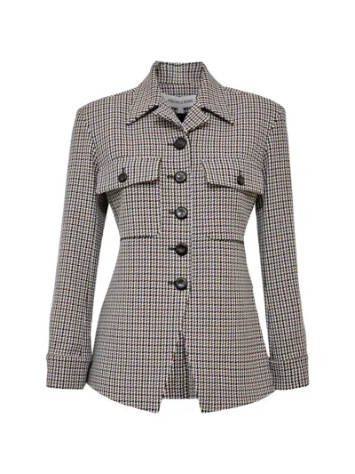 Veronica Beard Molyneux Tailored Houndstooth-pattern Jacket In Gray