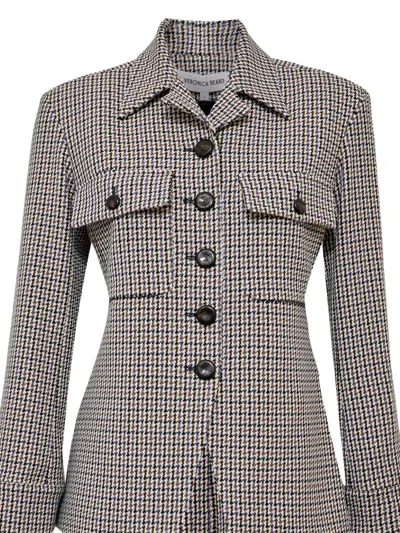 Veronica Beard Molyneux Tailored Houndstooth-pattern Jacket In Gray