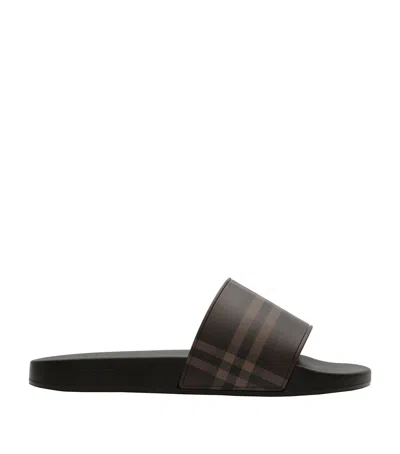 Burberry Check Slides In Brown