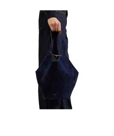 Khaite Solid Suede Shoulder Bag In Black