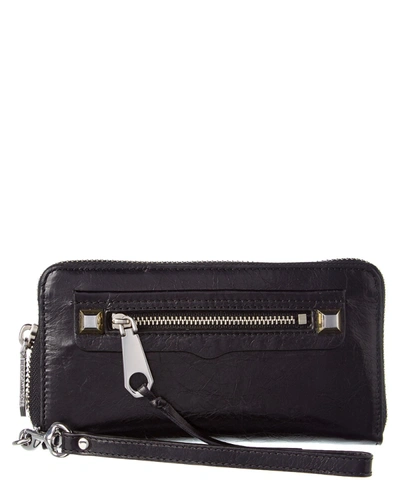 Rebecca Minkoff Regan Snap Leather Wallet In Black