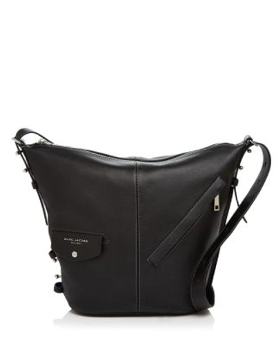 Shop Marc Jacobs The Sling Leather Hobo In Black/silver