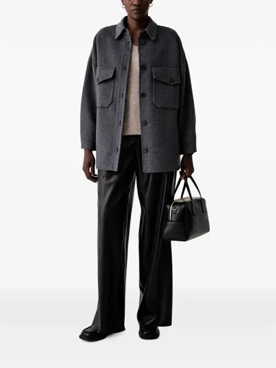Vicolo Button-up Chest-pocket Jacket In Gray