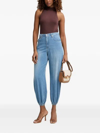 Haveone Elasticated-cuff Jeans In Blue
