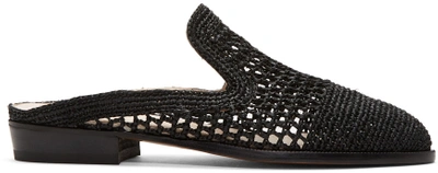 Robert Clergerie Antes Woven-raffia Slip-on Loafers In Black