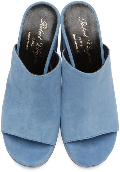 Shop Robert Clergerie Blue Suede Abrice Mules