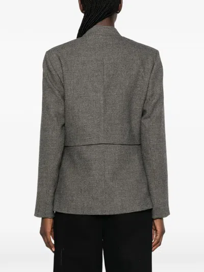 Sandro Houndstooth-pattern Crystal-embellished Blazer In Gray