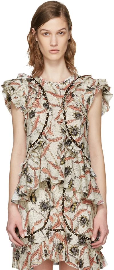 Isabel Marant Unice Floral-print Blouse In Ecru