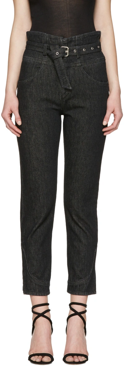 Isabel Marant Evera Belted High-rise Straight-leg Jeans In Washed-black
