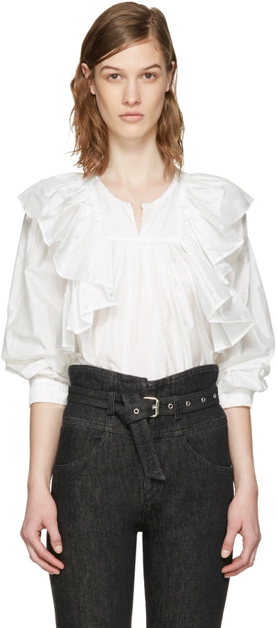 Isabel Marant Arlington Ruffled-shoulder Blouse In White