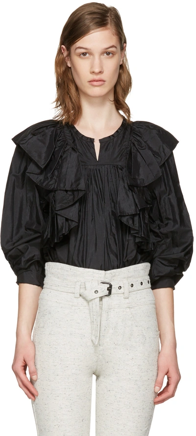 Isabel Marant Arlington Modern Silk Top In Black
