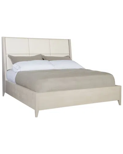 Bernhardt Axiom Upholstered Panel Bed With Wooden Footboard And Side Rails In Gray