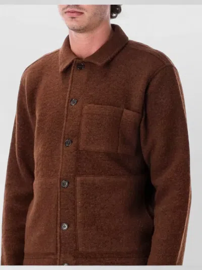 Universal Works Button-up Patch-pocket Jacket In Brown