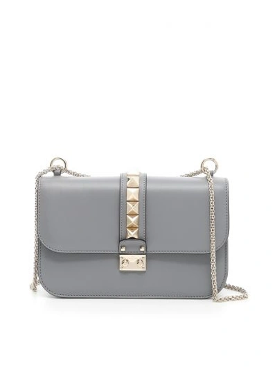 Valentino Garavani Medium Lock Bag In Titanio|grigio