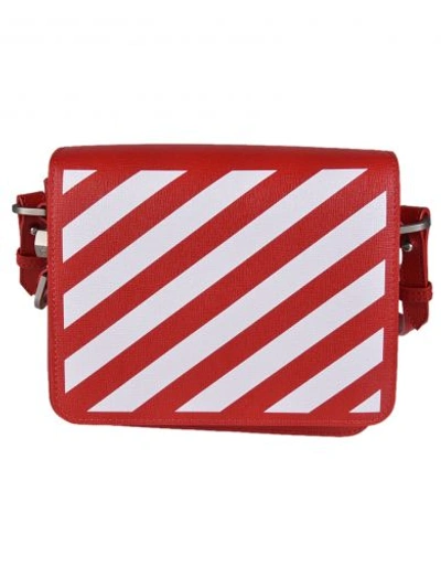 Off-white Diagonal Stripe Shoulder Bag In Rosso/bianco