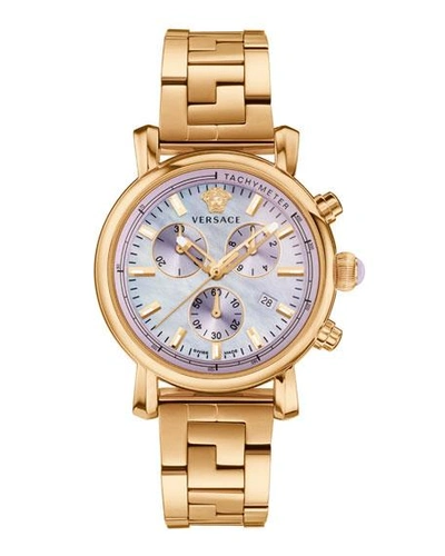 Versace Day Glam Chronograph Bracelet Watch, Golden/light Purple