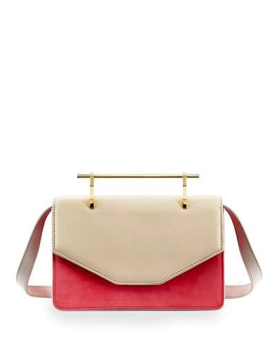 M2malletier Indre Leather Satchel Bag, Ivory/pink, White Pattern