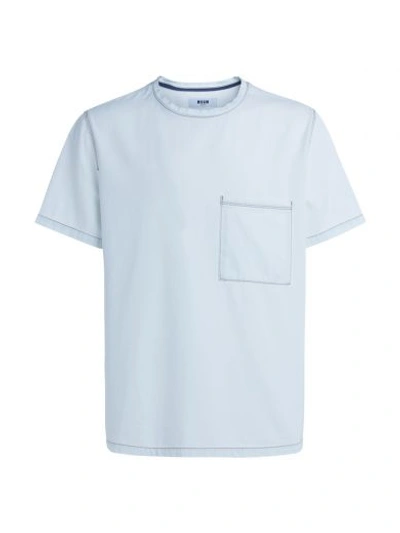 Msgm In Light Blue Chambray T-shirt In Azzurro