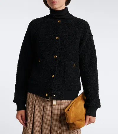 Moncler Teddy Bomber Jacket In Black