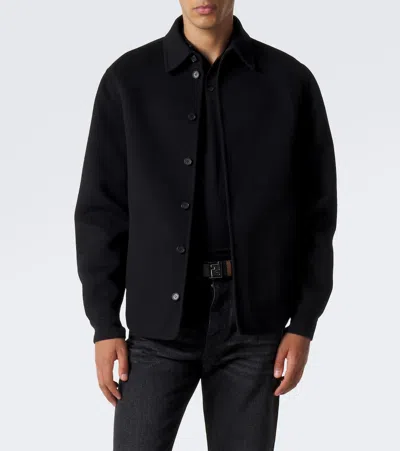 Fendi Wool Overshirt In Black