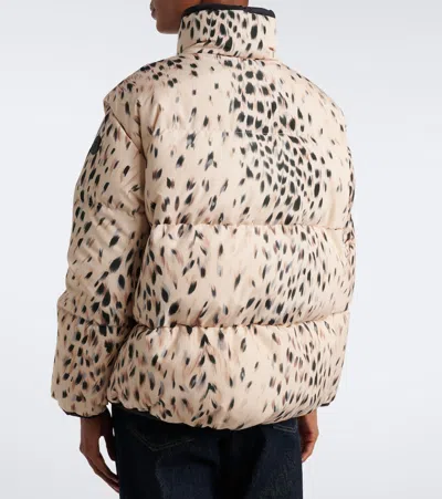 Moncler Printed Technical Down Jacket In Neutral