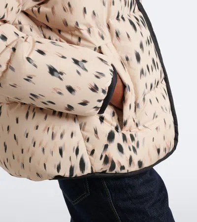 Moncler Printed Technical Down Jacket In Neutral