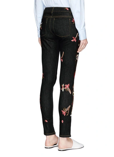 Shop Alice And Olivia 'jane' Bird And Floral Embroidered Skinny Jeans